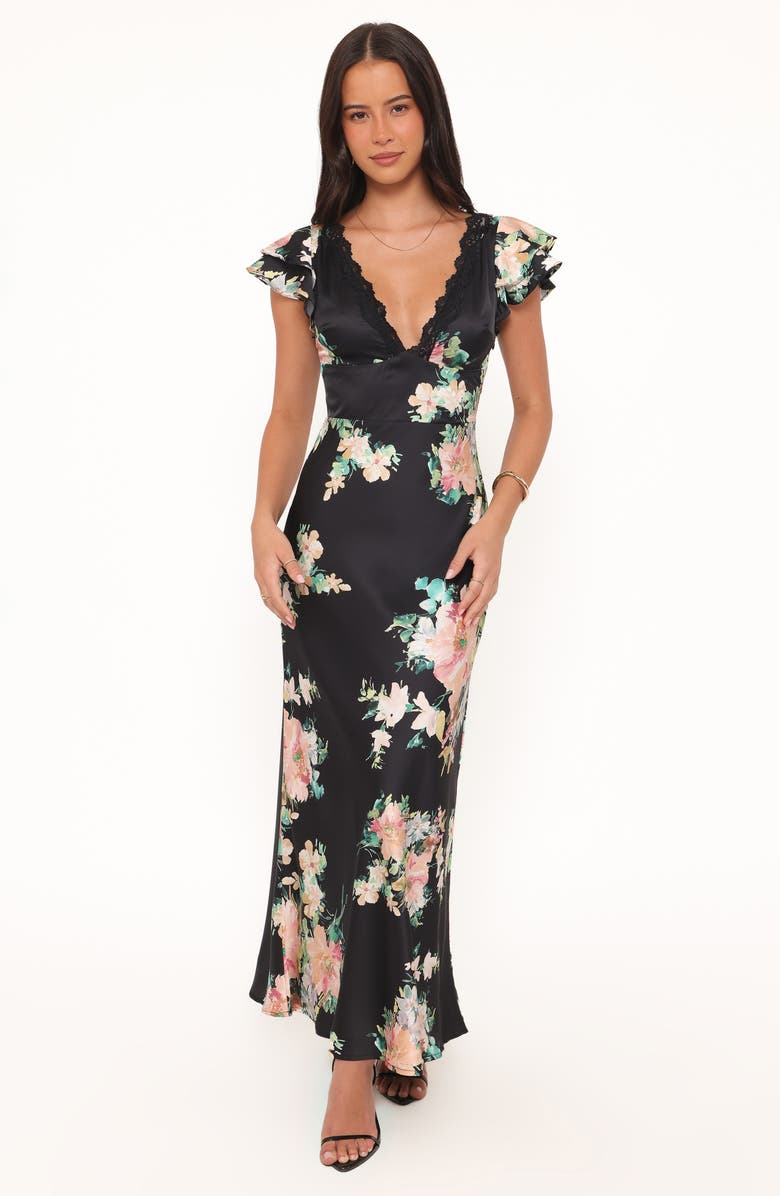 Petal & Pup Arella Maxi Dress, Alternate, color, Black Floral