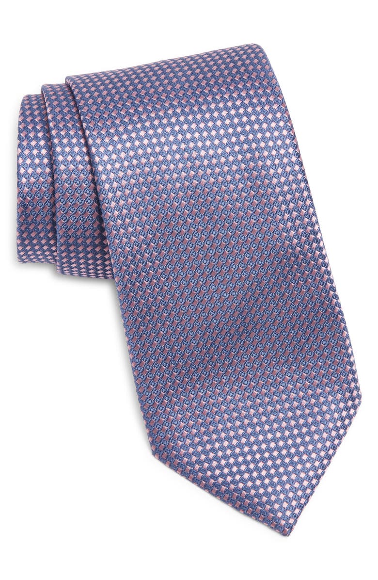 Canali Neat Silk Tie, Main, color, Blue