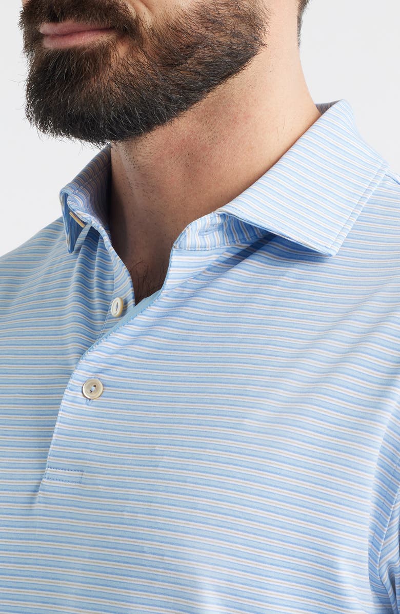Peter Millar Owens Stripe Performance Jersey Golf Polo, Alternate, color, Cottage Blue