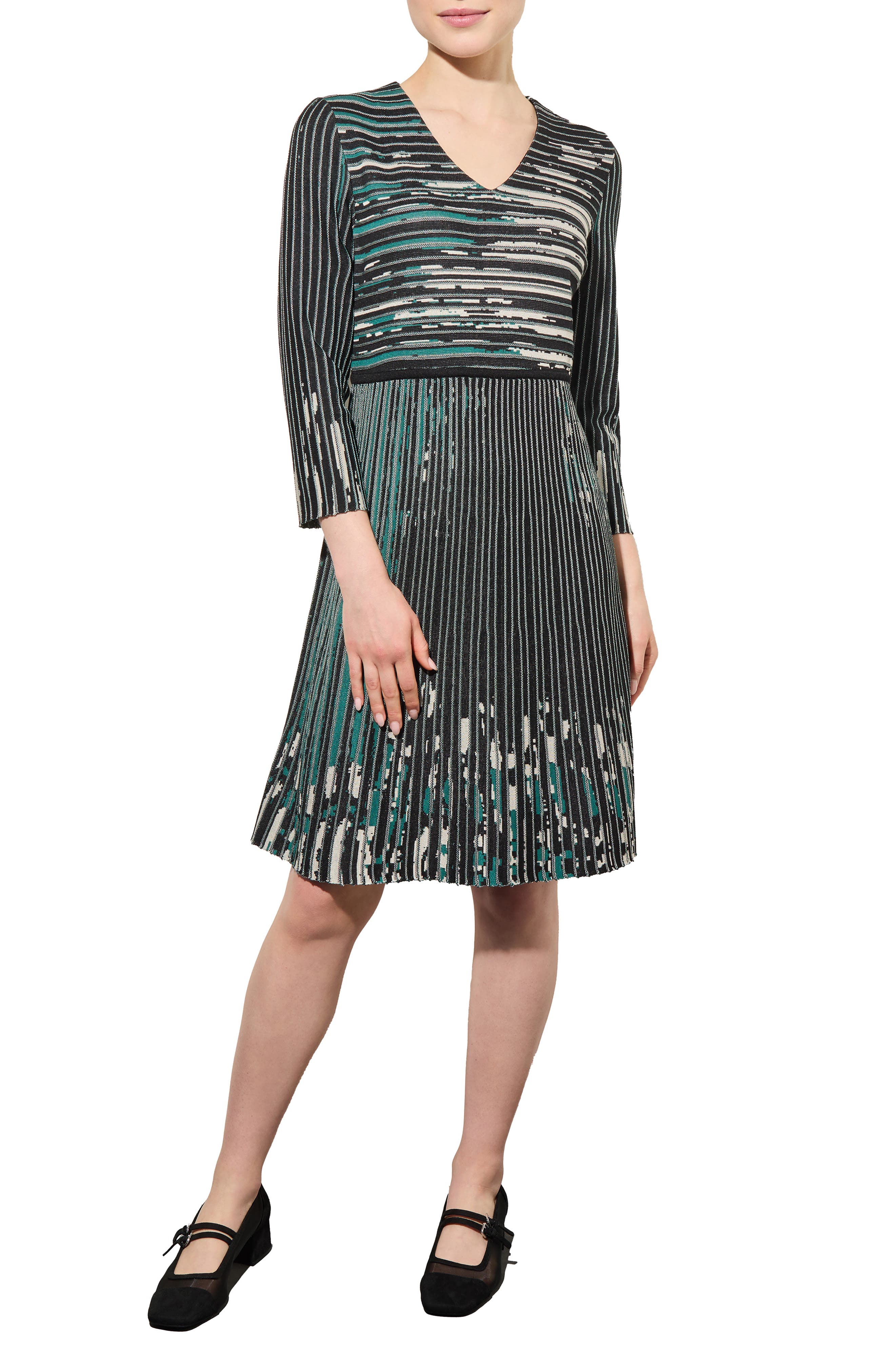 Ming Wang Stripe Jacquard Sweater Dress