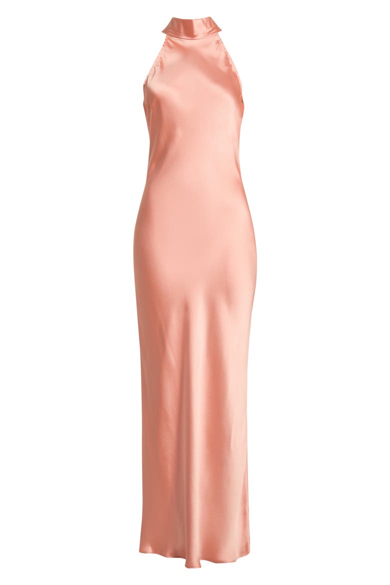 Lara Satin Bias Cut Maxi Dress, Alternate, color, APRICOT GELATO