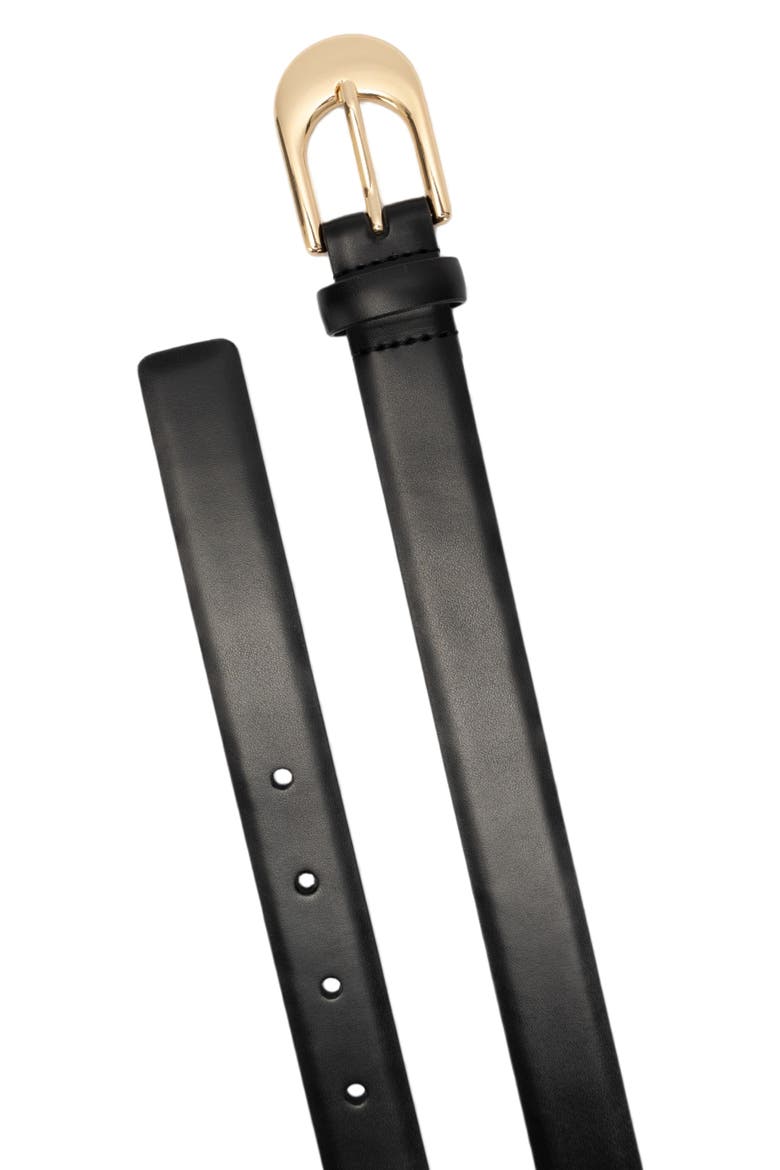 25mm Leather Slide Buckle Belt, Alternate, color, BLACK
