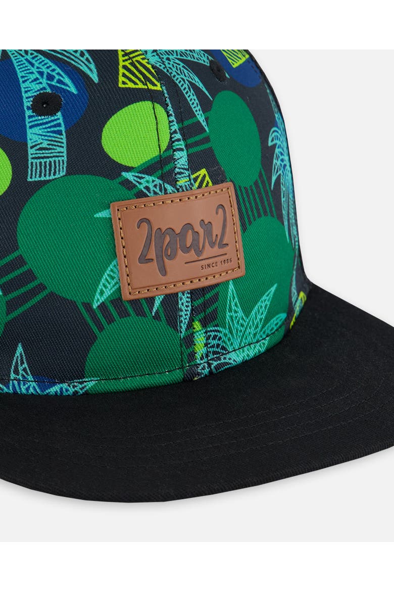 Boy's Printed Cap Green Jungle On Black, Alternate, color, Green Jungle On Black