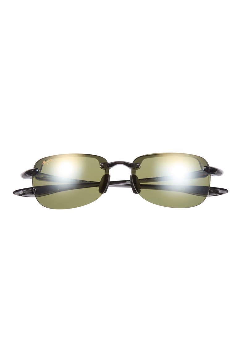 Sandy Beach 56mm Polarized Rectangular Sunglasses, Main, color, GREY GREY GREEN