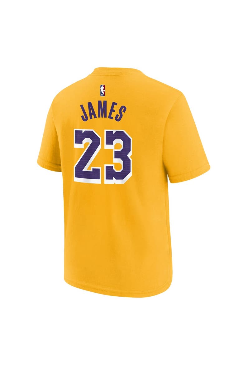 Youth LeBron James Gold Los Angeles Lakers Icon Name & Number T-Shirt, Alternate, color, Gold