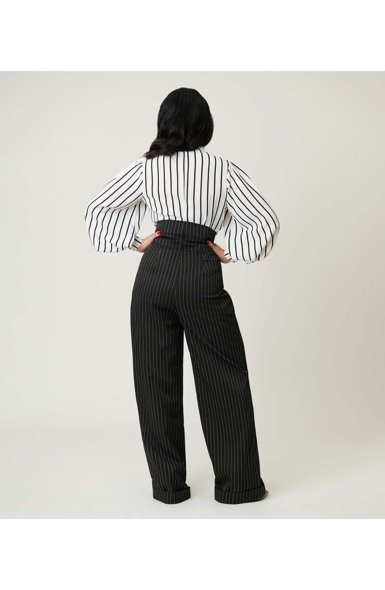 Unique Vintage High Waist Trouser, Alternate, color, Black Pinstripe