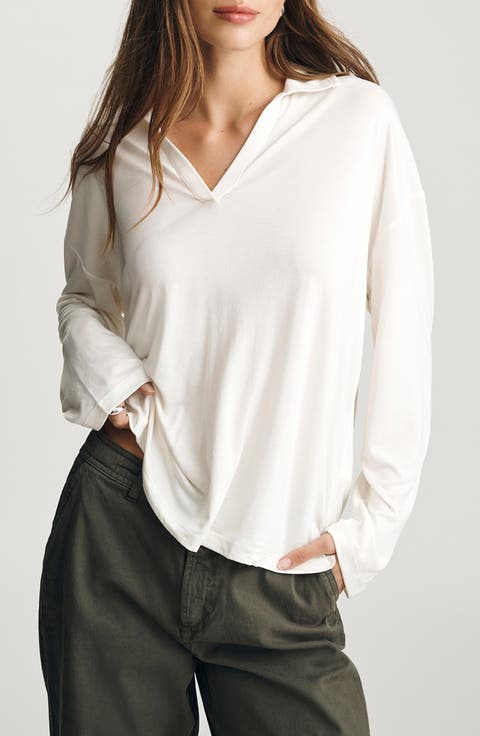 Luxe Touch Collar Long Sleeve T-Shirt