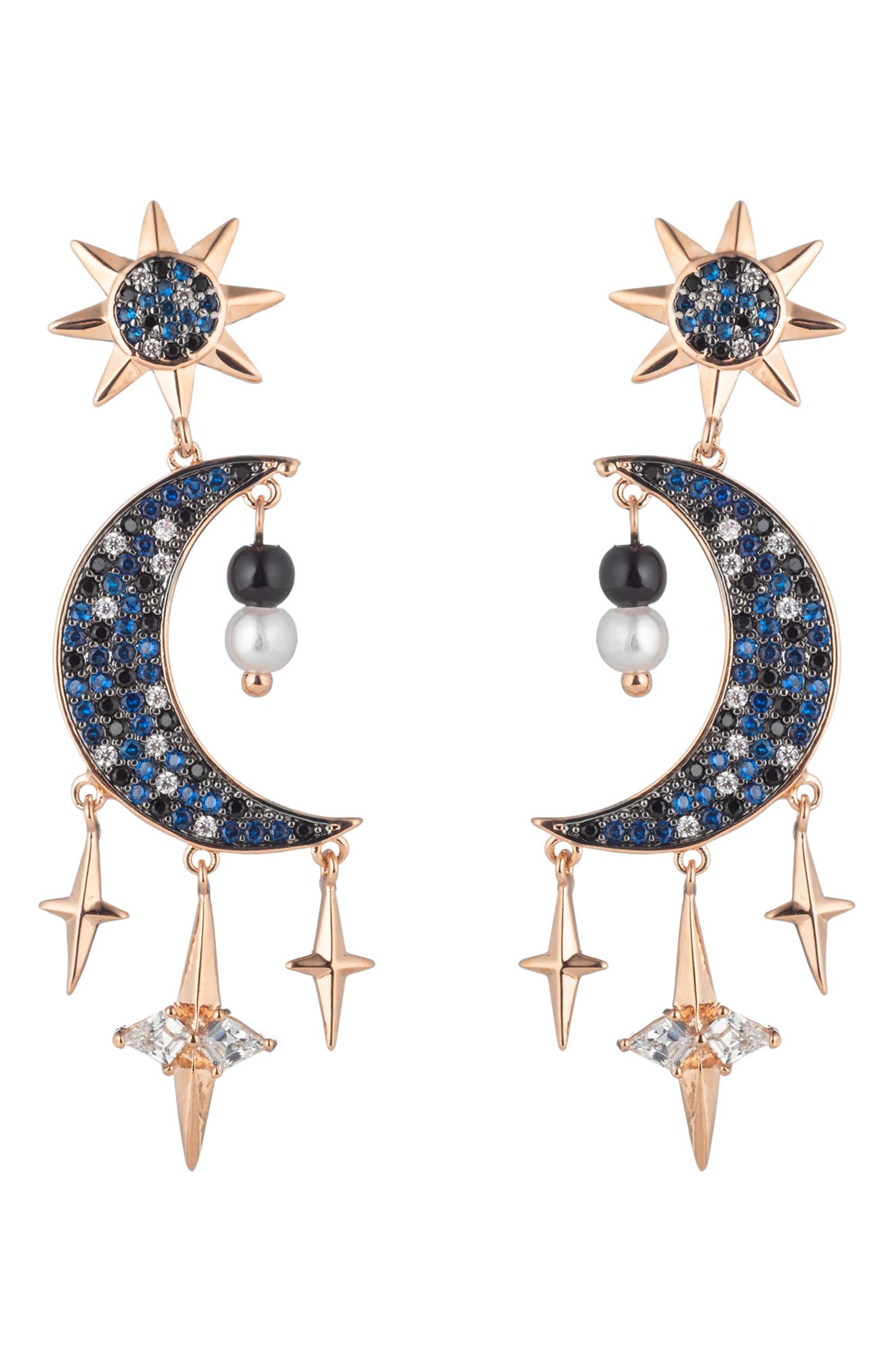 EYE CANDY LOS ANGELES Double Blue Moon CZ Earrings