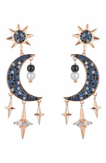 Double Blue Moon CZ Earrings