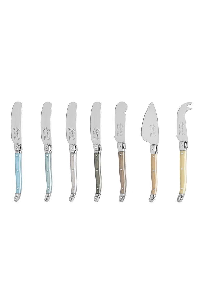 7-Piece Faux Mother-of-Pearl Cheese Knife & Spreader Set, Alternate, color, SILVER MULTI COLOR