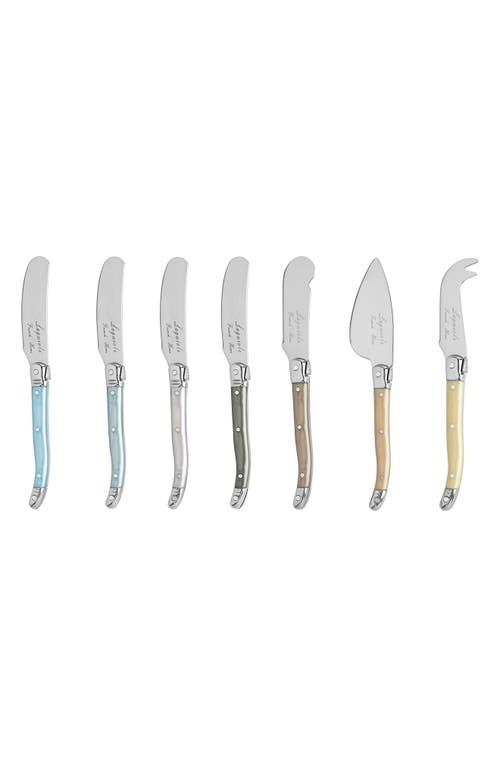 French Home 7-piece Faux Mother-of-pearl Cheese Knife & Spreader Set In Silver Multi Color