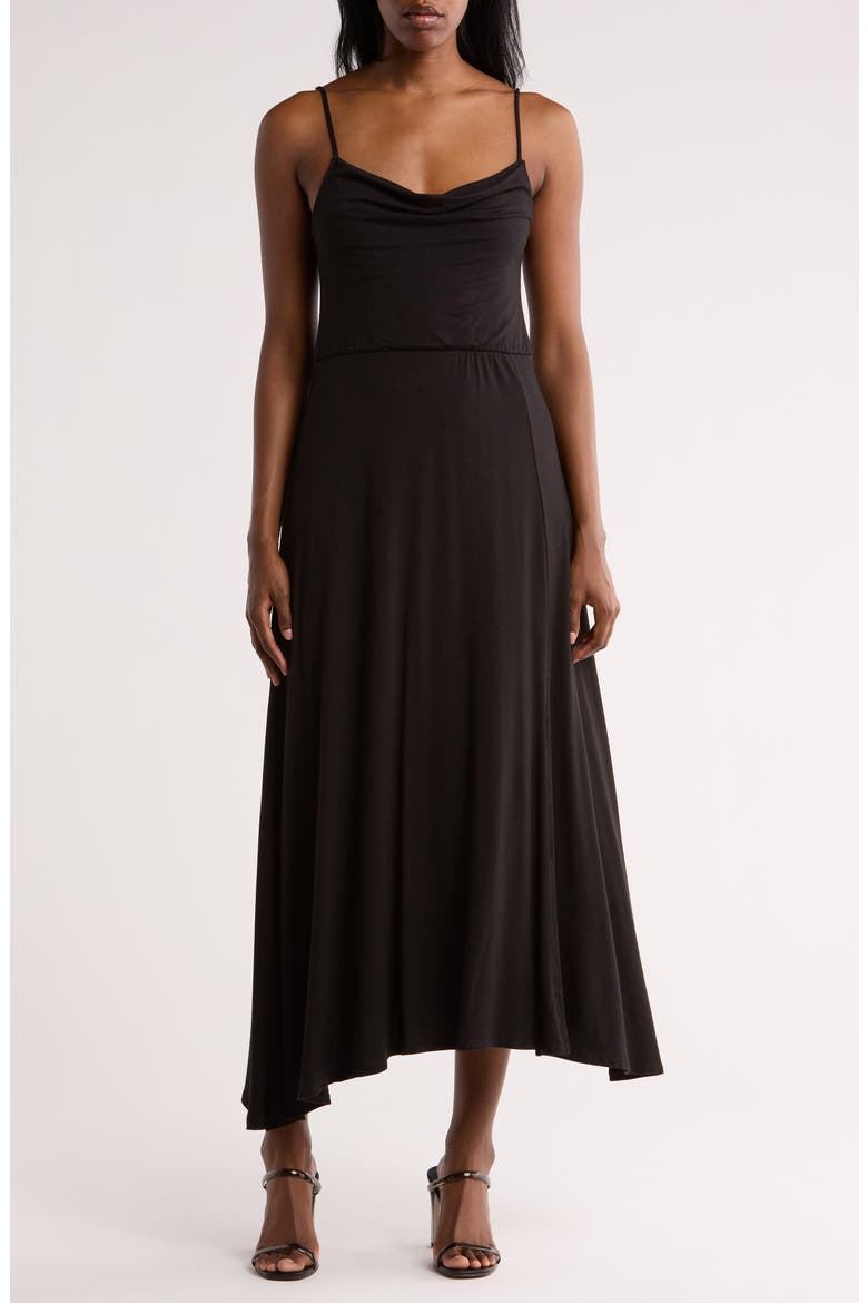 Drape Midi Dress, Main, color, BLACK