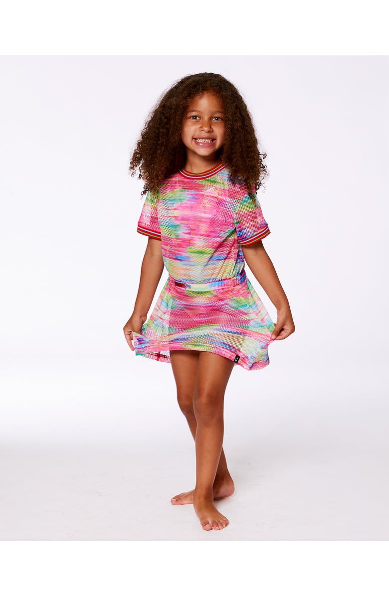 Deux par Deux Girl's Short Sleeve Mesh Beach Dress Multicolored, Alternate, color,