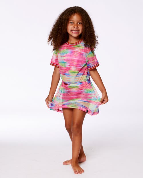 Deux Par Deux Little Girl's Short Sleeve Mesh Beach Dress Multicolored In Multicolored