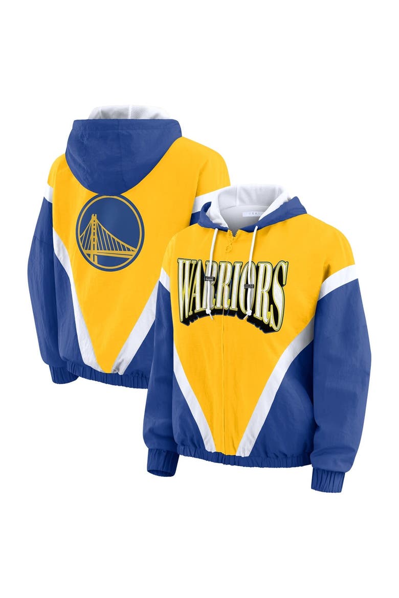 Women's WEAR by Erin Andrews  Gold/Royal Golden State Warriors Color-Block Full-Zip Windbreaker, Main, color, Gold