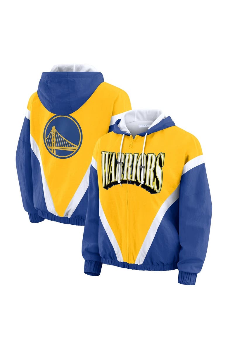 WEAR by Erin Andrews Women's WEAR by Erin Andrews  Gold/Royal Golden State Warriors Color-Block Full-Zip Windbreaker, Main, color, Gold