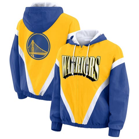 Women's WEAR by Erin Andrews  Gold/Royal Golden State Warriors Color-Block Full-Zip Windbreaker