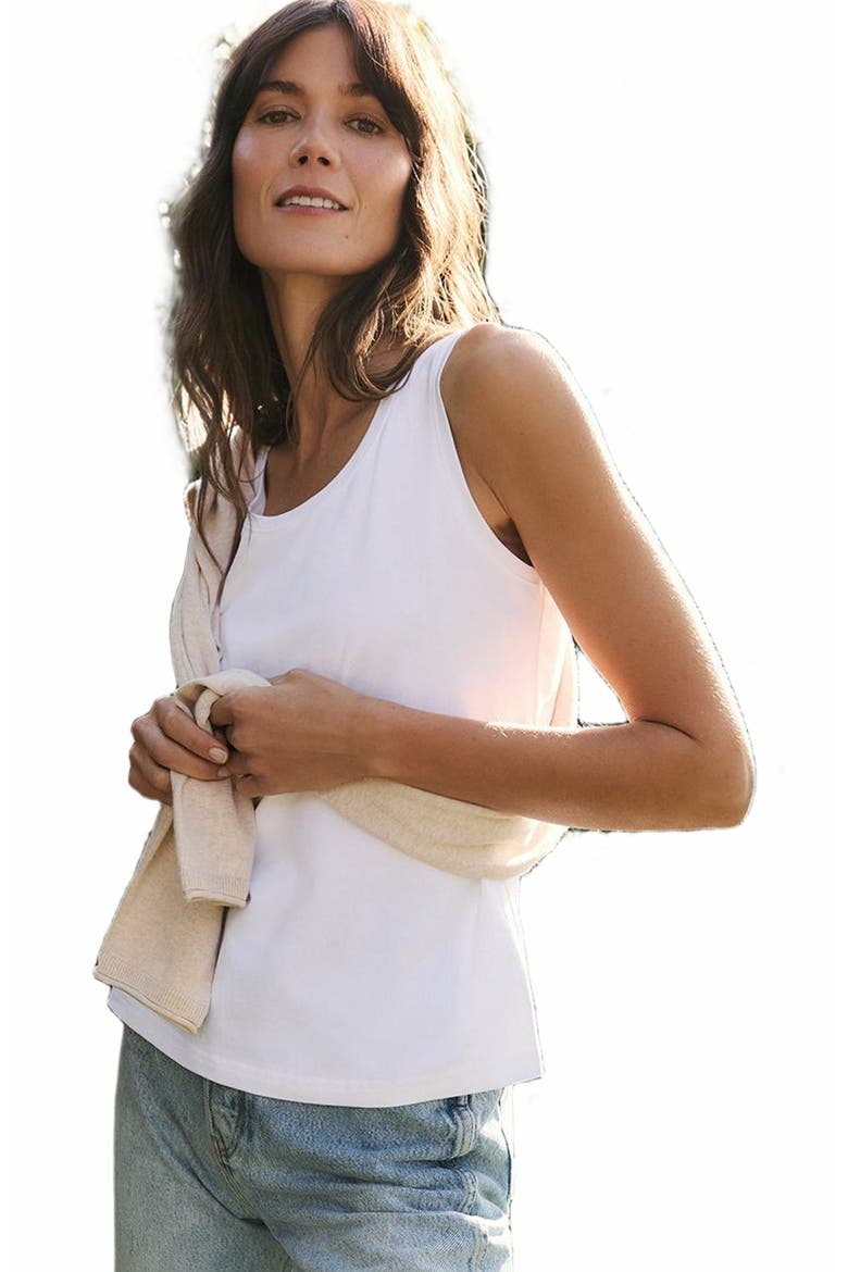 Organic Cotton Luxe Stretch Jersey Tank, Alternate, color, White