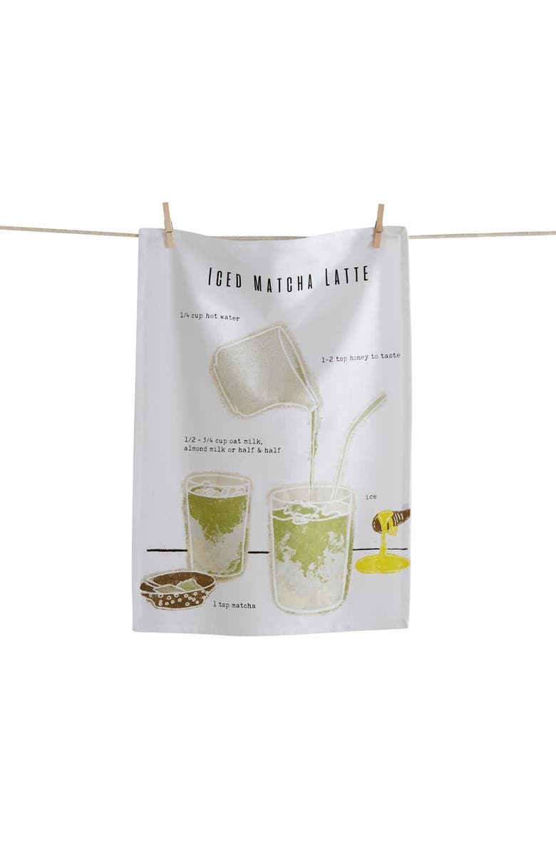 tag Ice Matcha Latte Kitchen Towel Multicolor Cotton Dishtowel, Main, color, 
