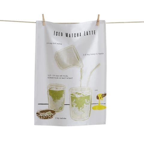 Ice Matcha Latte Kitchen Towel Multicolor Cotton Dishtowel