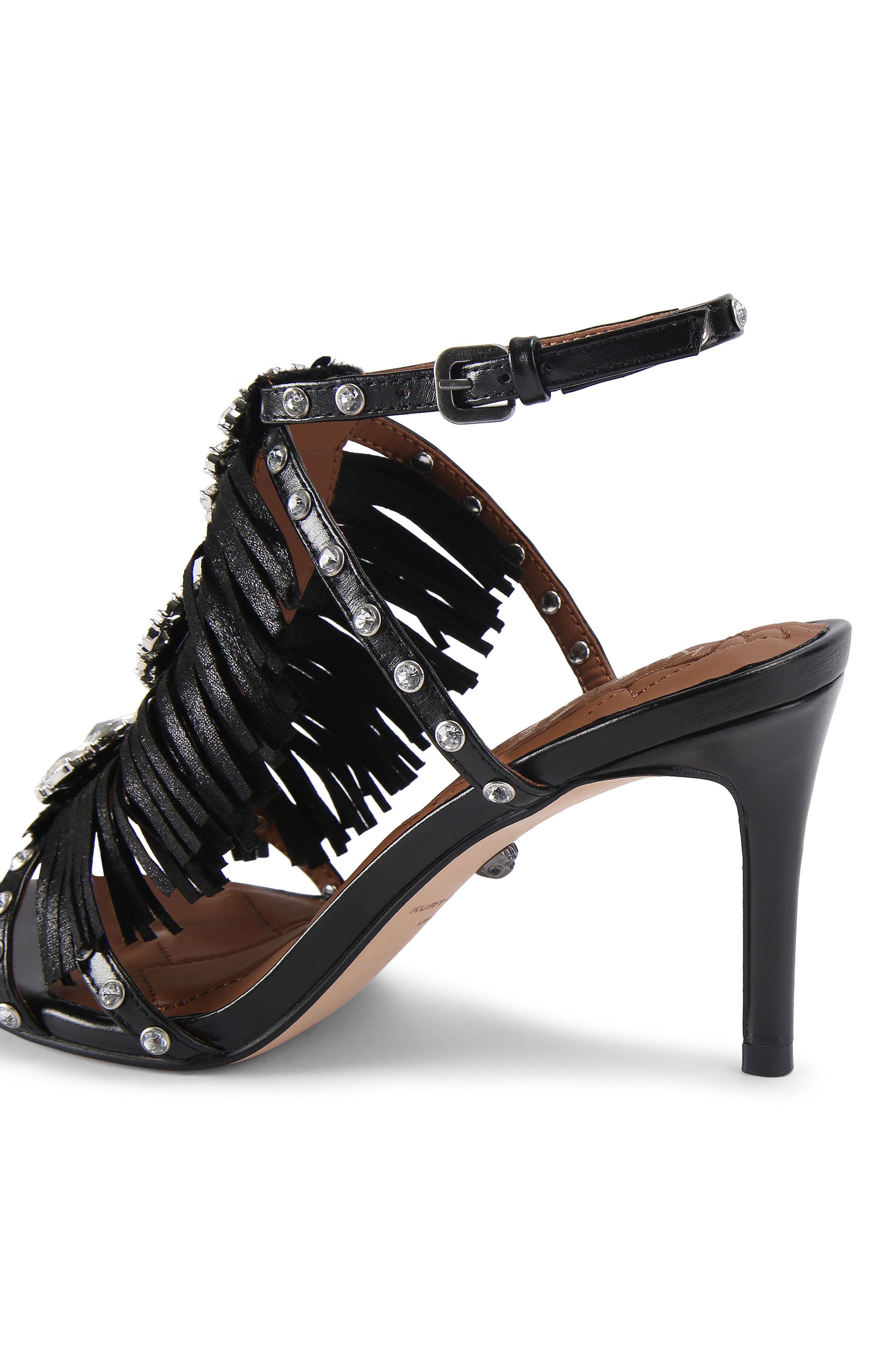 Kurt Geiger London Jewel Fringe Ankle Strap Sandal, Alternate, color, Black