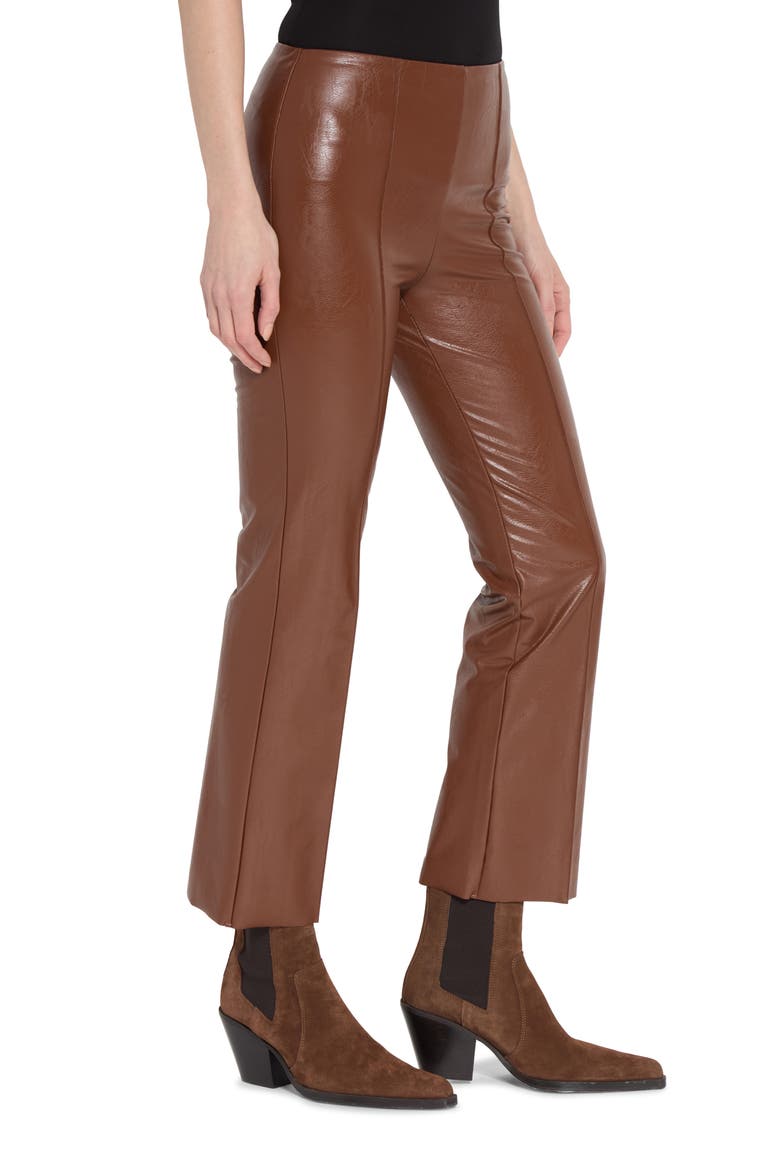 'Lyssentials Elysse Faux Leather Ankle Bootcut Pants, Alternate, color, WHISKEY