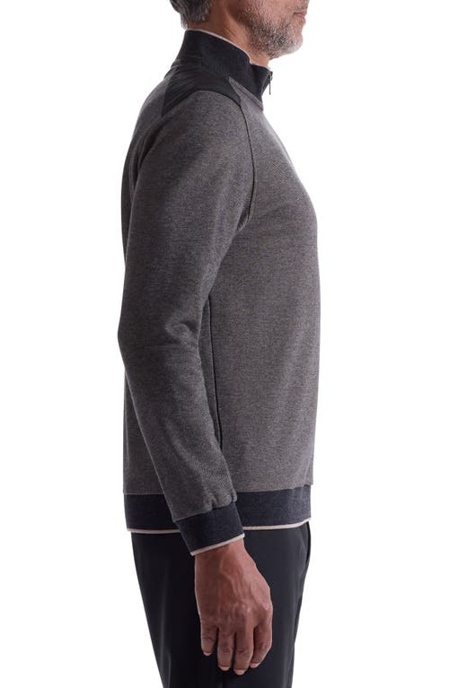 Bugatchi Mélange Quarter Zip Top In Gray