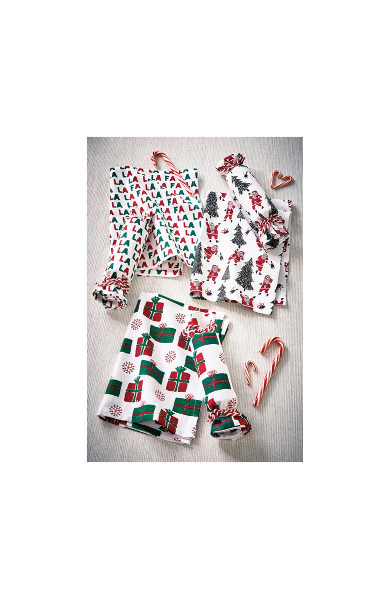 tag Santa and Trees Christmas Cracker Dishtowel Multicolor Cotton, Alternate, color, 