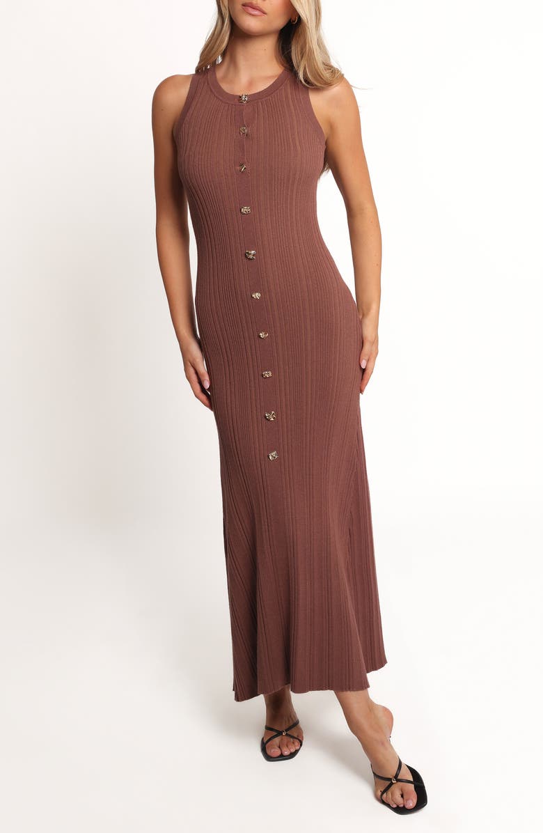 Petal & Pup Lyon Maxi Knit Dress, Main, color, Chocolate Brown