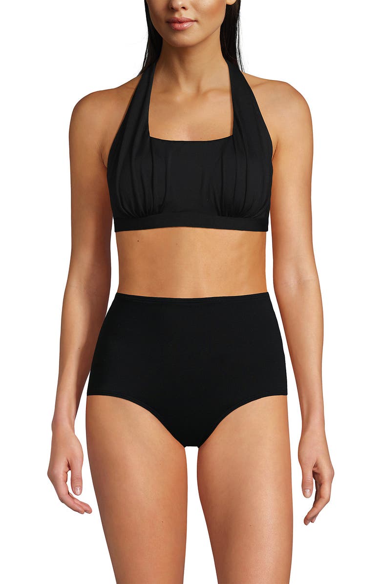 Lands' End Chlorine Resistant Square Neck Halter Bikini Swimsuit Top, Alternate, color,