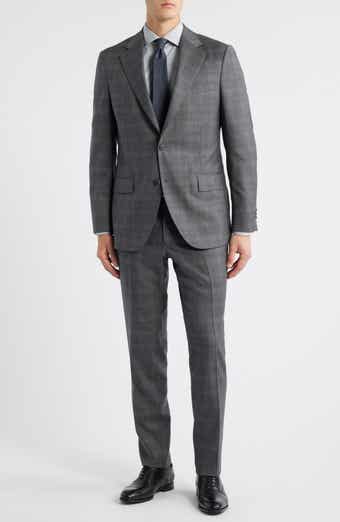 Hartford Classic Fit Grey Plaid Wool Suit