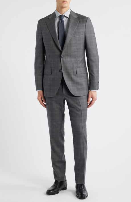 Hartford Classic Fit Grey Plaid Wool Suit