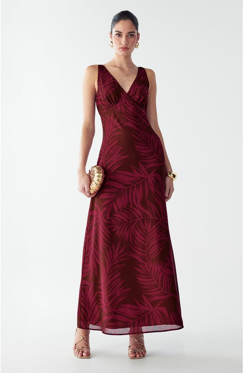 BWLDR Chelsea Dress, Main, color, Burgundy Palms