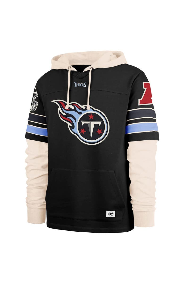 '47 Men's '47  Black Tennessee Titans Split Zone Cornerback Duo Hoodie, Alternate, color, 