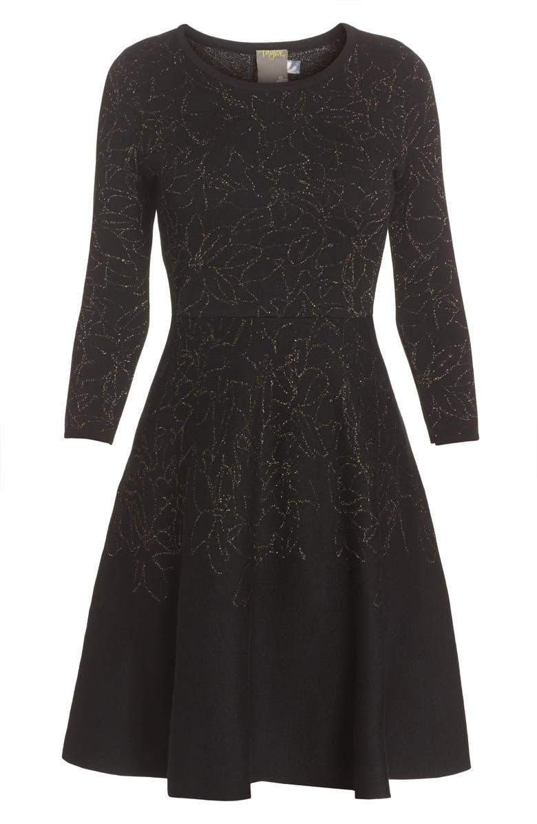 Taylor Dresses Metallic Knit Fit & Flare Dress, Alternate, color,