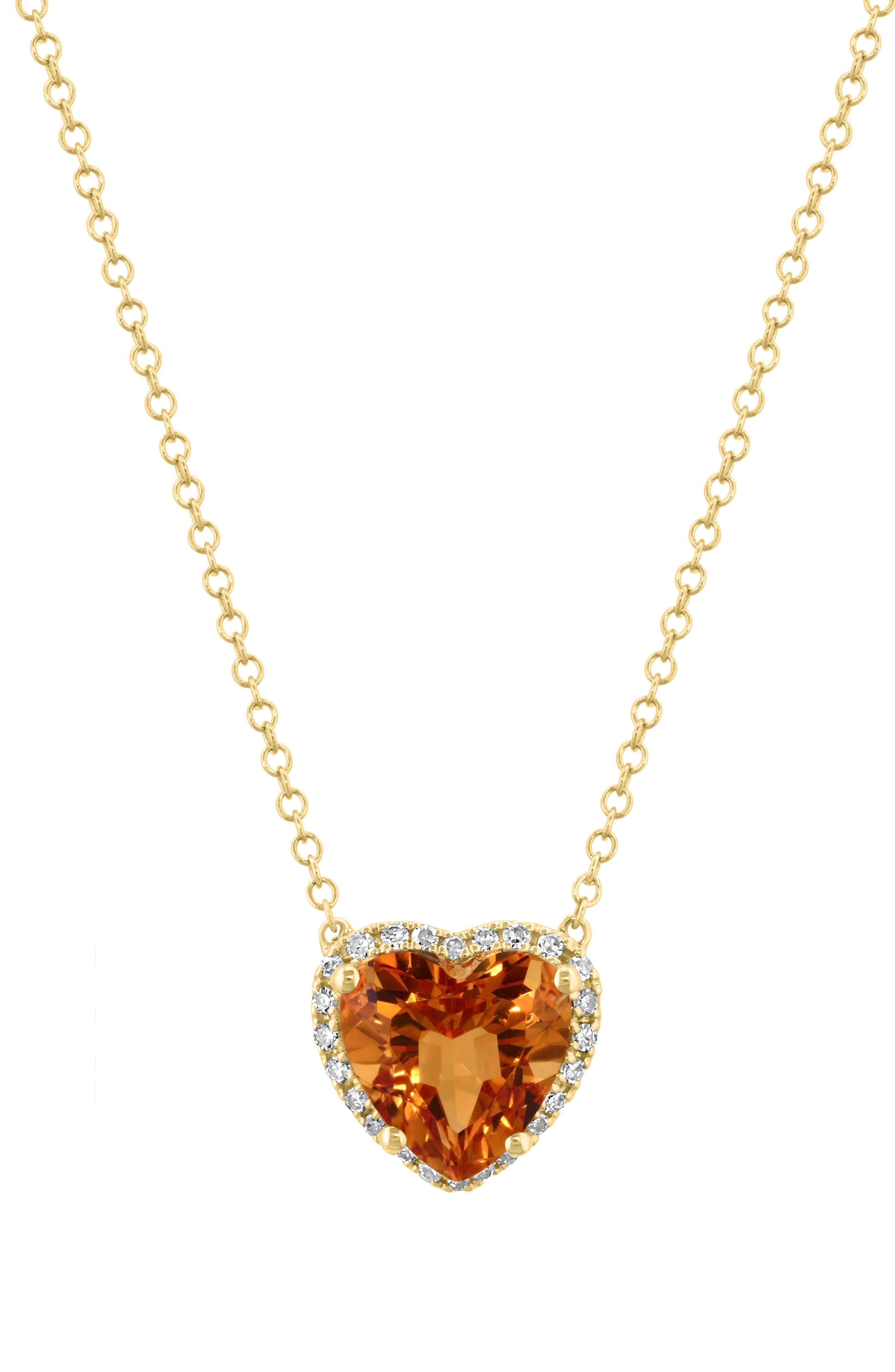EFFY Heart Cut Citrine & Diamond Pendant Necklace - 0.08ct.