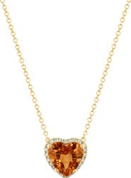 EFFY Heart Cut Citrine & Diamond Pendant Necklace - 0.08ct.