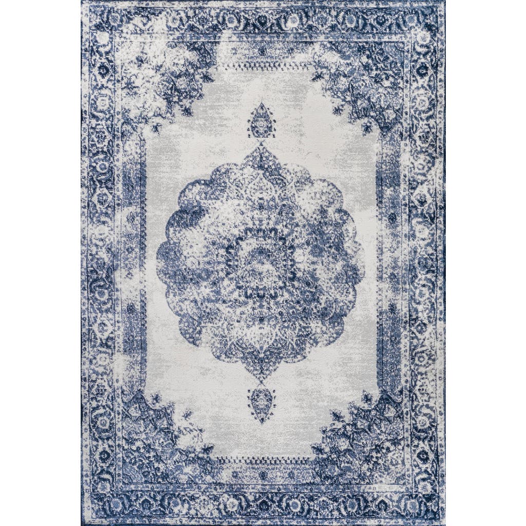 Jonathan Y Rosalia Cottage Medallion Area Rug In Dark Blue/ivory