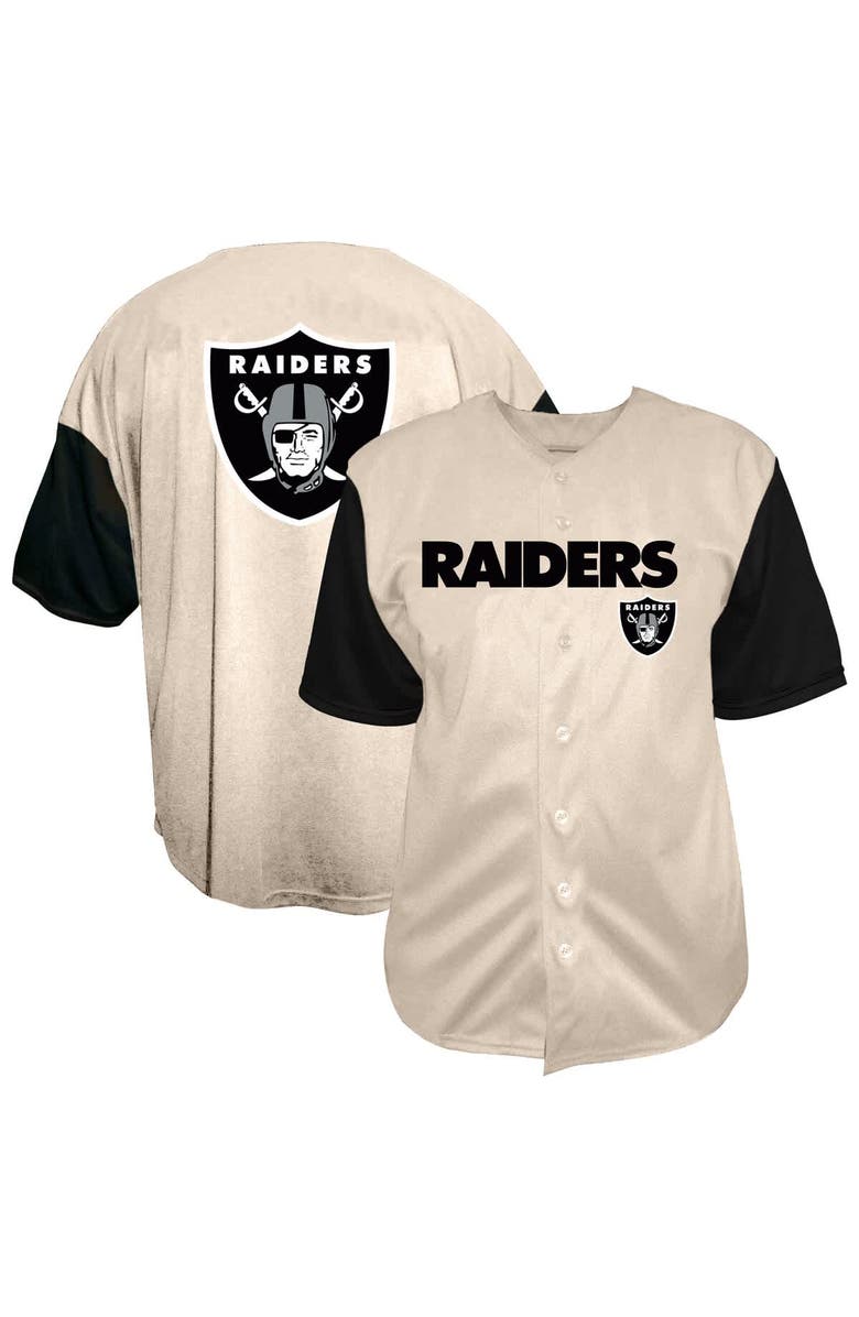 FANATICS Men's Fanatics  Cream Las Vegas Raiders Vintage Full-Button Short Sleeve Top, Main, color, 