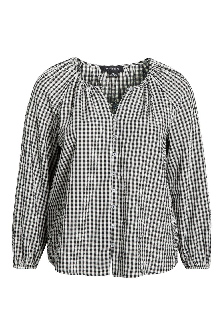 Perfect Gingham Button-Up Shirt, Alternate, color, BLACK