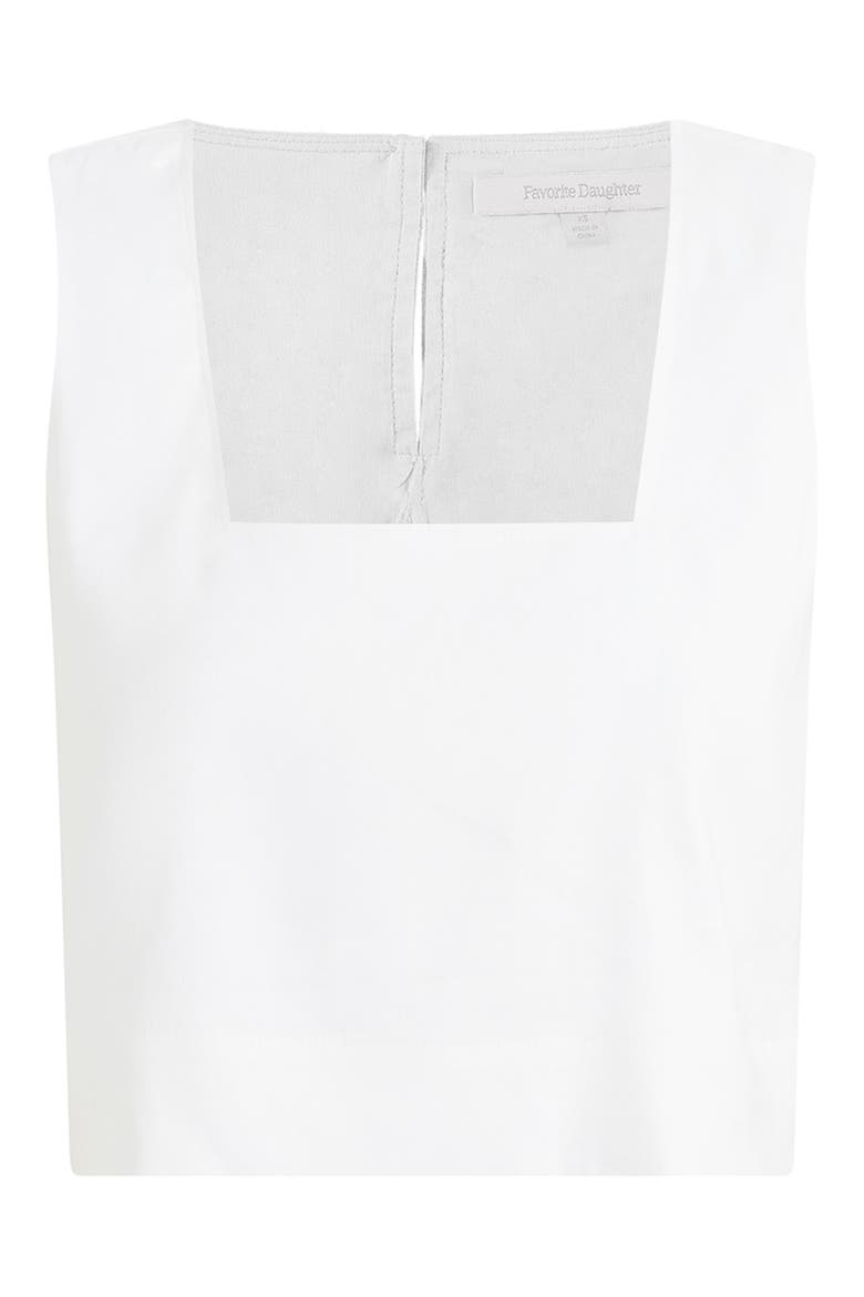 The Abby Linen Blend Square Neck Crop Shell, Alternate, color, WHITE