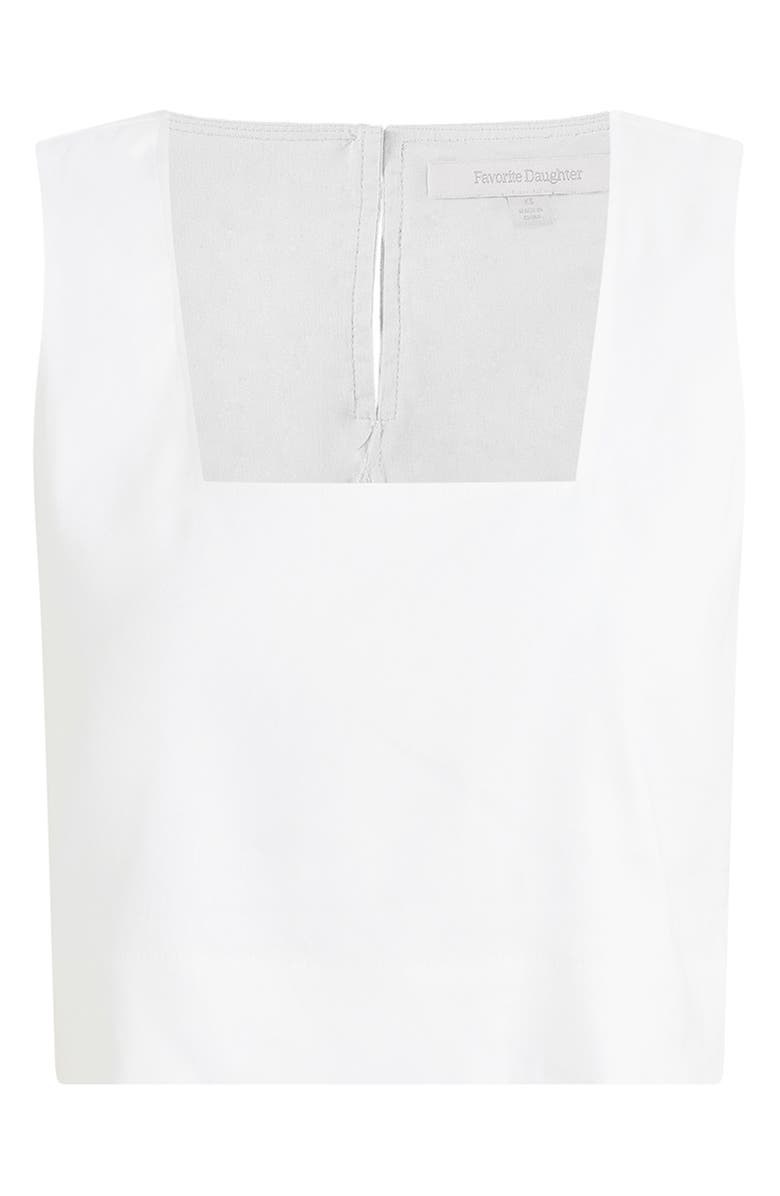 Favorite Daughter The Abby Linen Blend Square Neck Crop Shell, Alternate, color, White