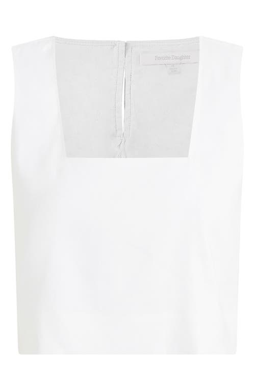 Favorite Daughter The Abby Linen Blend Square Neck Crop Shell