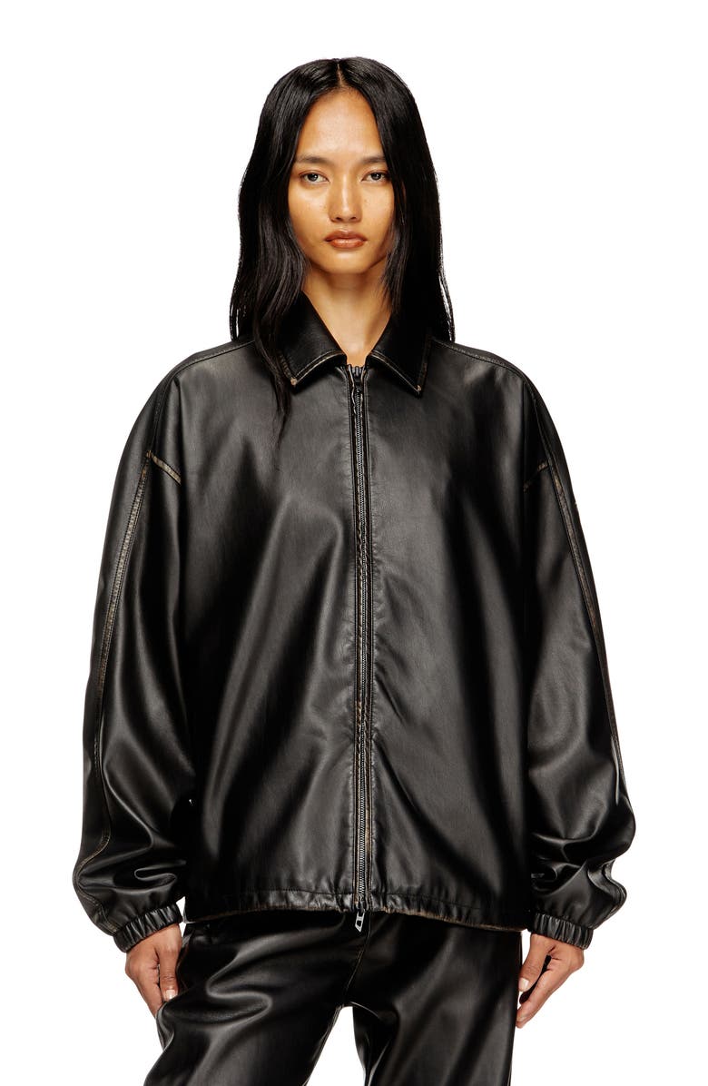 DIESEL<sup>®</sup> J-Ake Oversize Faux Leather Jacket, Alternate, color, Deep/ Black