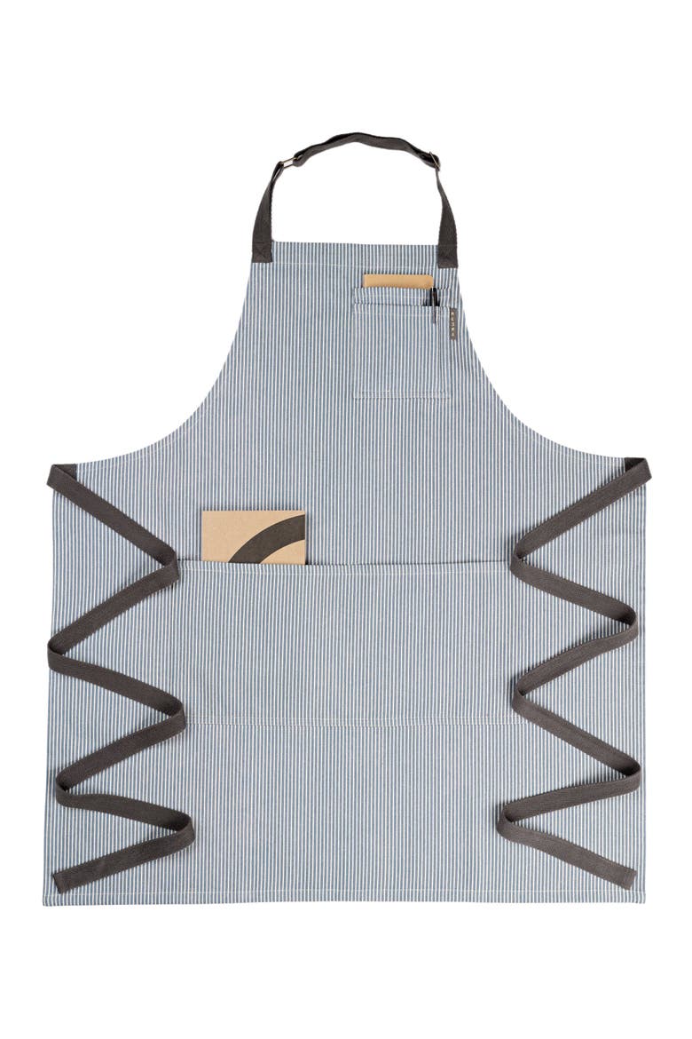 Bib Apron with Pockets - Pinstriped, Alternate, color, Blue