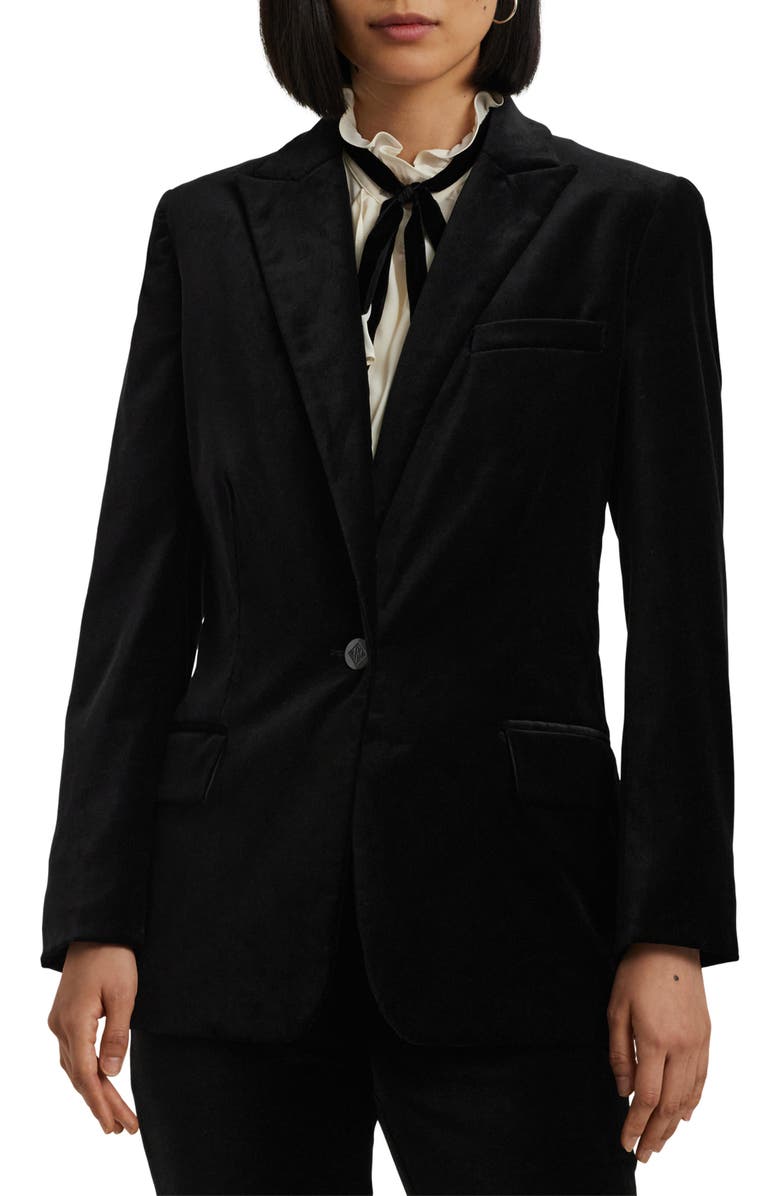Lauren Ralph Lauren Stretch Velour Blazer, Main, color,
