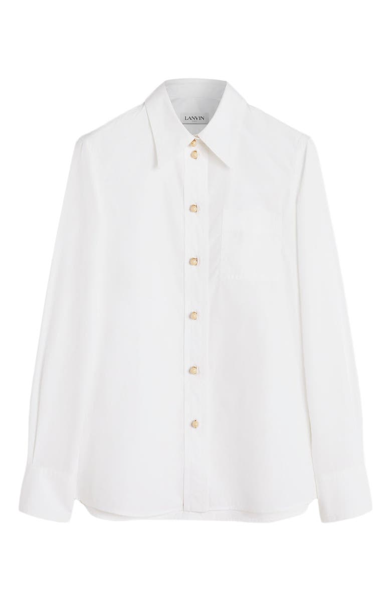 Lanvin Long Sleeve Shirt In Poplin, Alternate, color, Optical White