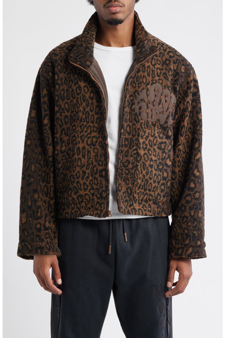 Cheetah High Pile Fleece Jacket, Main, color, BROWN