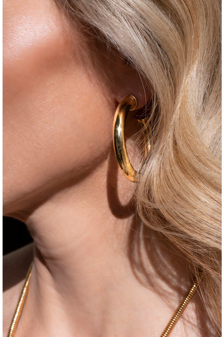 Medium Hoop Earrings, Alternate, color, 14K GOLD