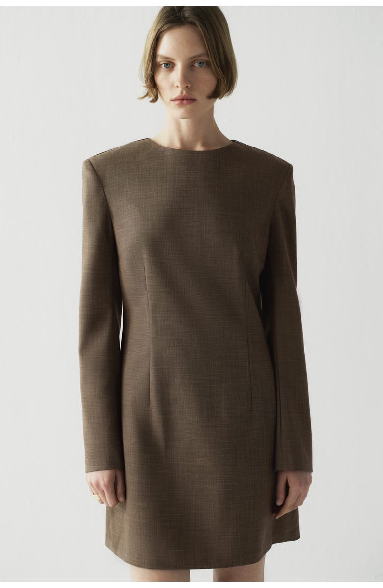 H&M Shoulder-pad Dress, Alternate, color, Taupe